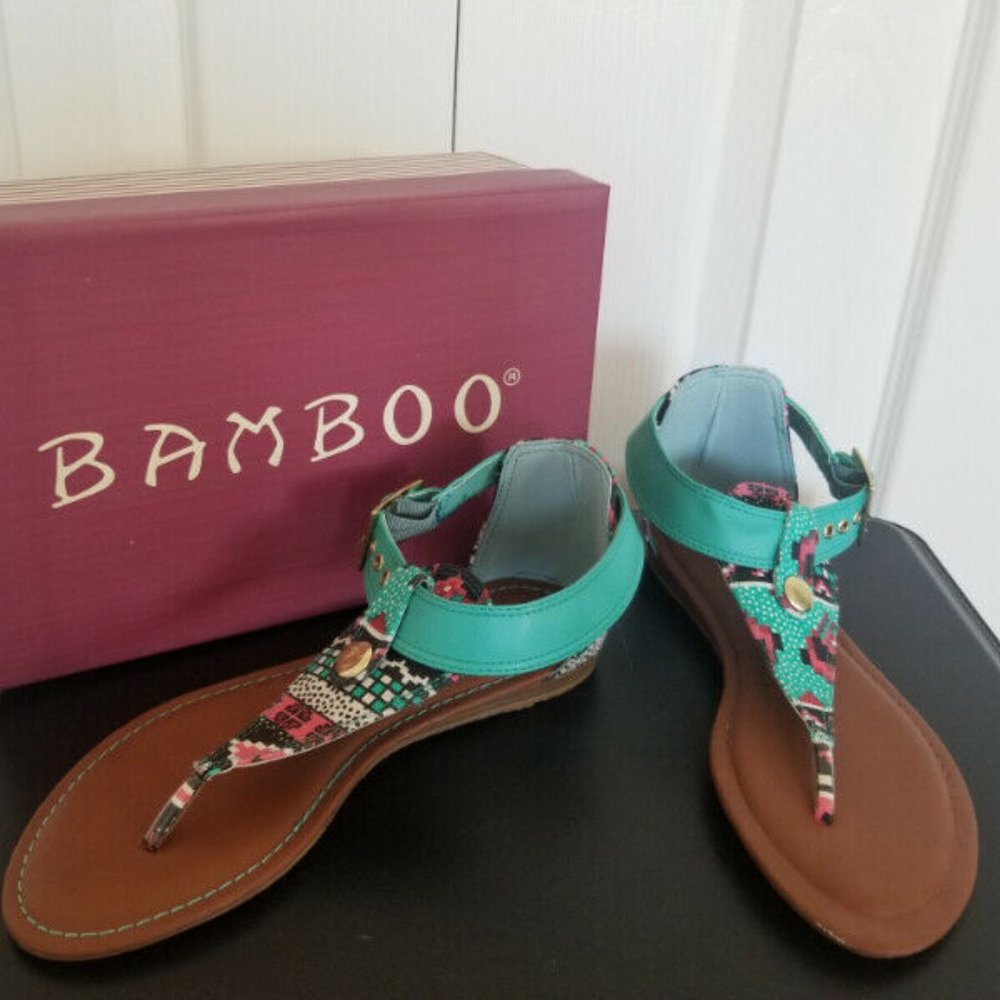 Bamboo Graphic Green Summer Sandals